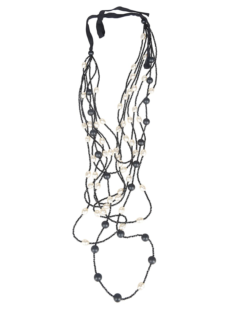 Maria Calderara Bead Embellished Necklace - Pearl Black