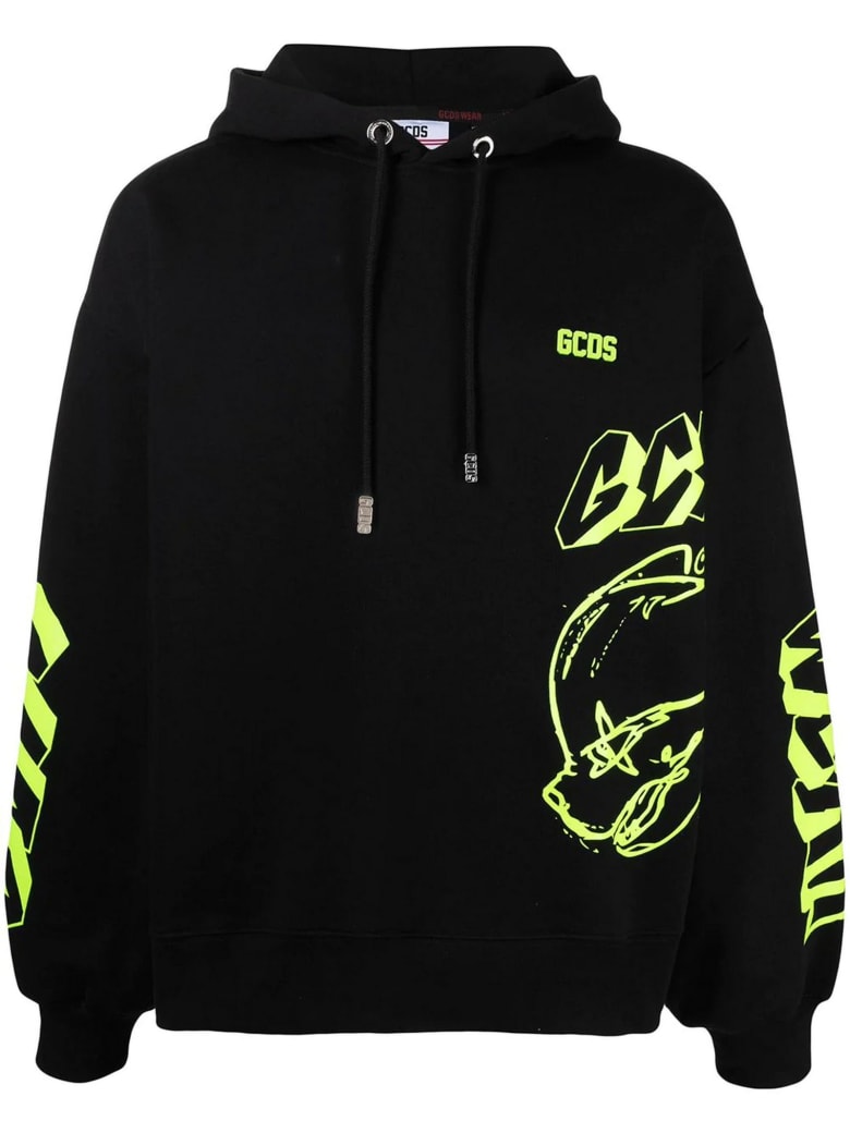 GCDS Black Cotton Hoodie - Nero