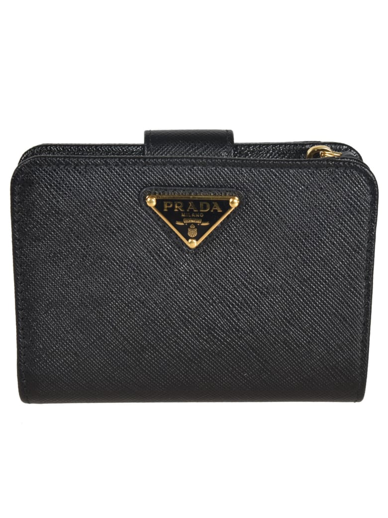 Prada Logo Plaque Wallet - Nero