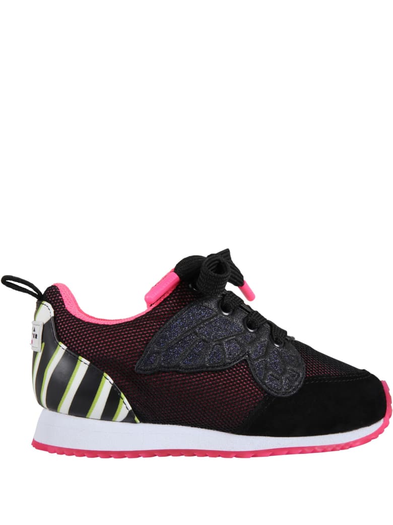 Sophia Webster Mini Black Sneakers For Girl With Butterfly - Black
