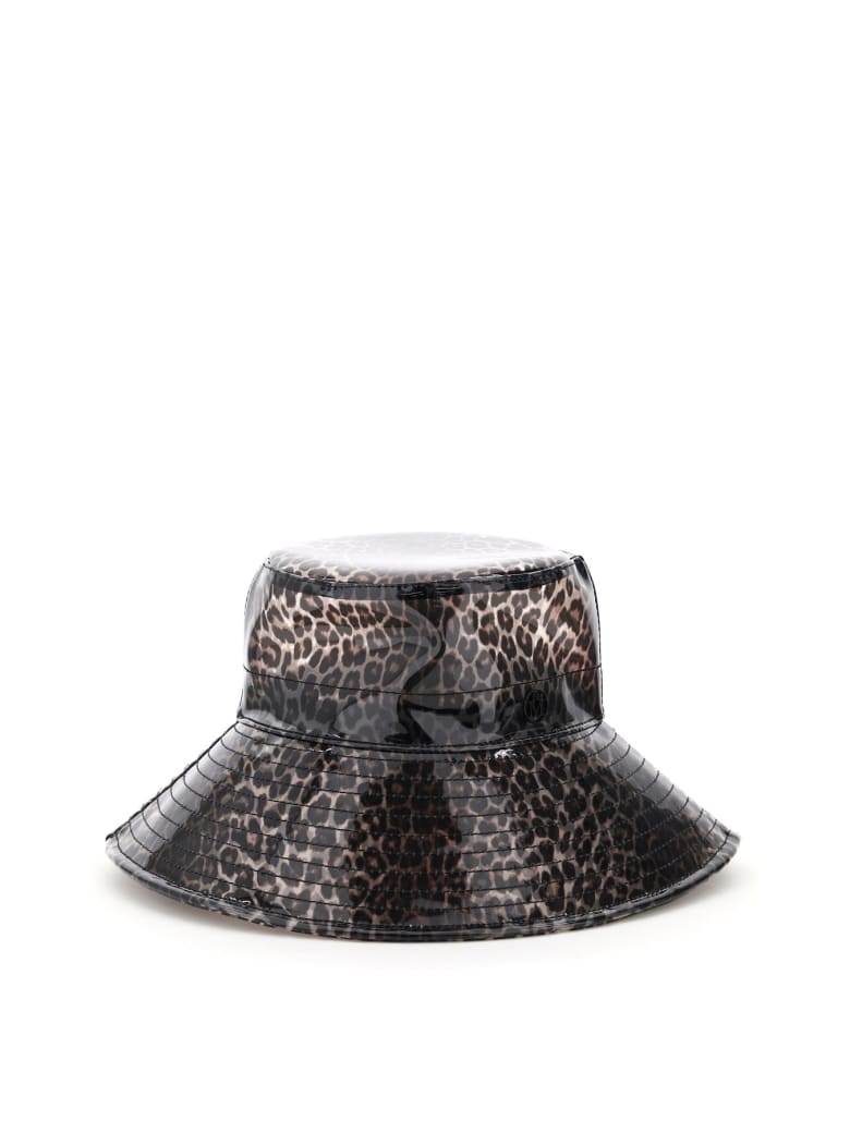 Maison Michel Charlotte Leopard Pvc Bucket Hat - MULTICOL (Brown)