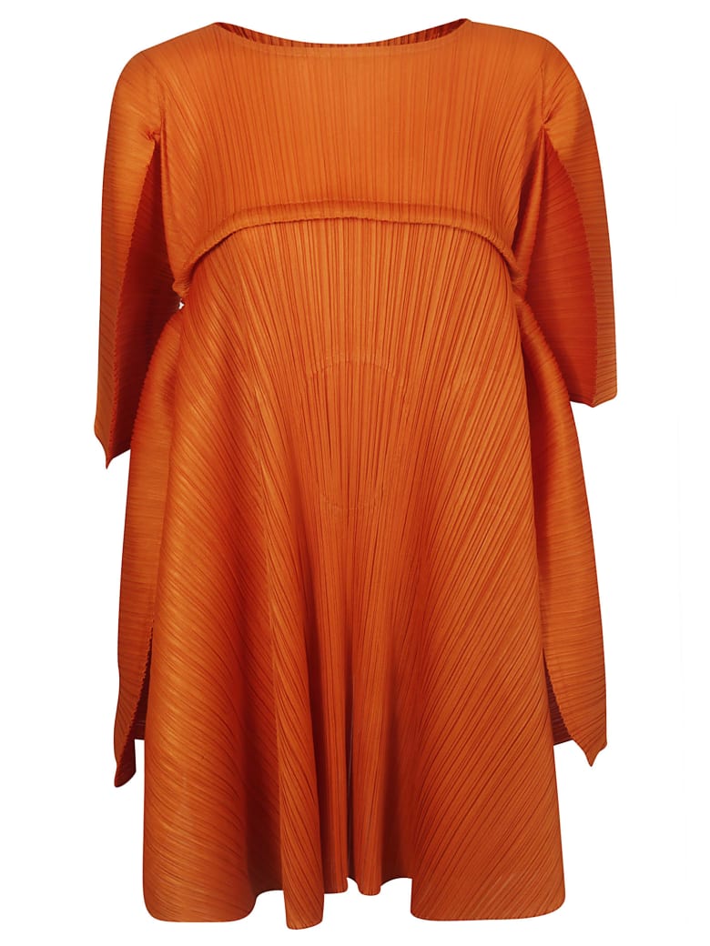 orange pleated dress