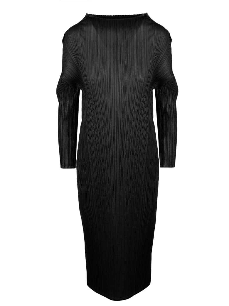 Pleats Please Issey Miyake Pleated Midi Dress - Black