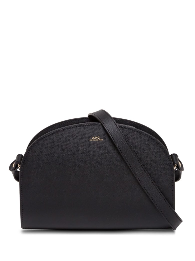 A.P.C. Sac Demi Lune Leather Crossbody Bag - Black