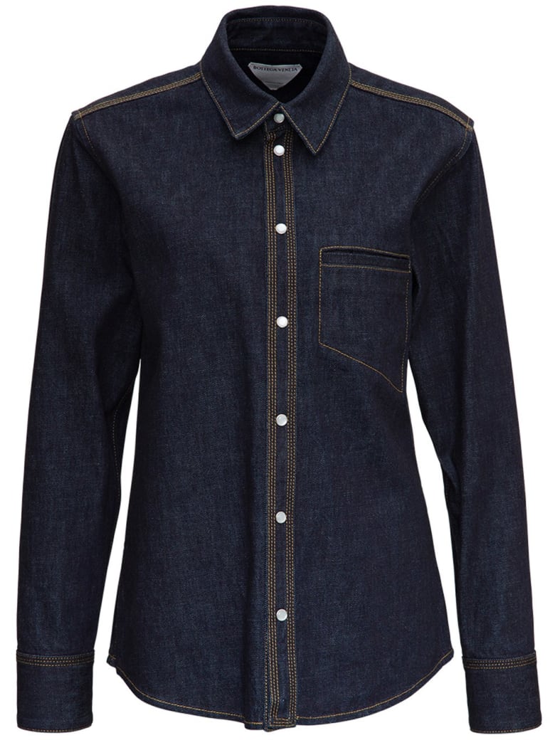 Bottega Veneta Denim Shirt With Contrasting Stitching - Blu