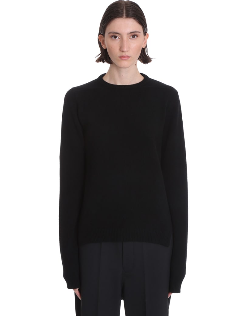 Rick Owens Round Neck Knitwear In Black Wool - black