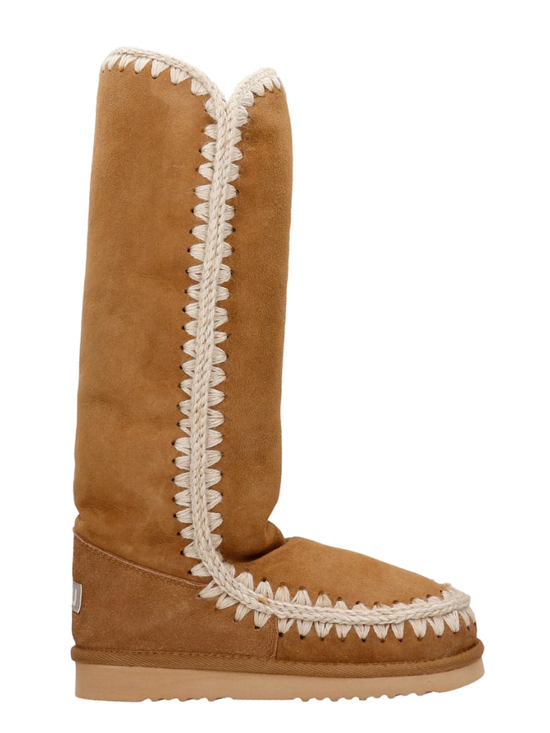 Mou Eskimo 40 Low Heels Boots In Leather Color Suede - leather color
