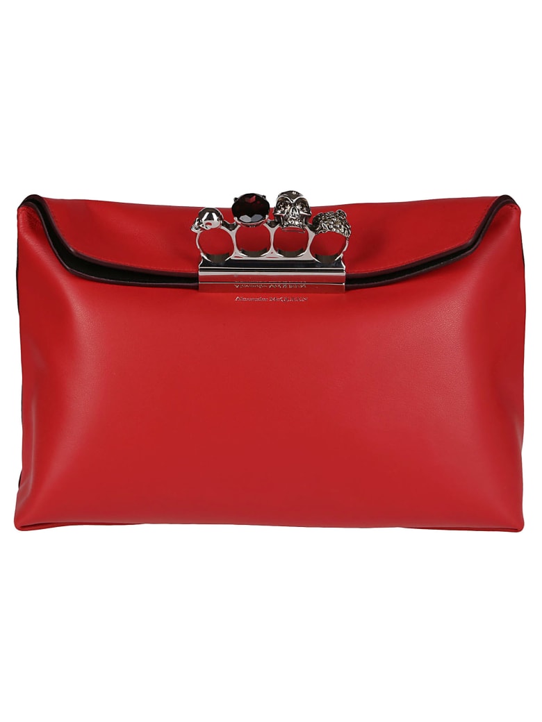 Alexander McQueen Four-ring Skull Clutch - Rosso