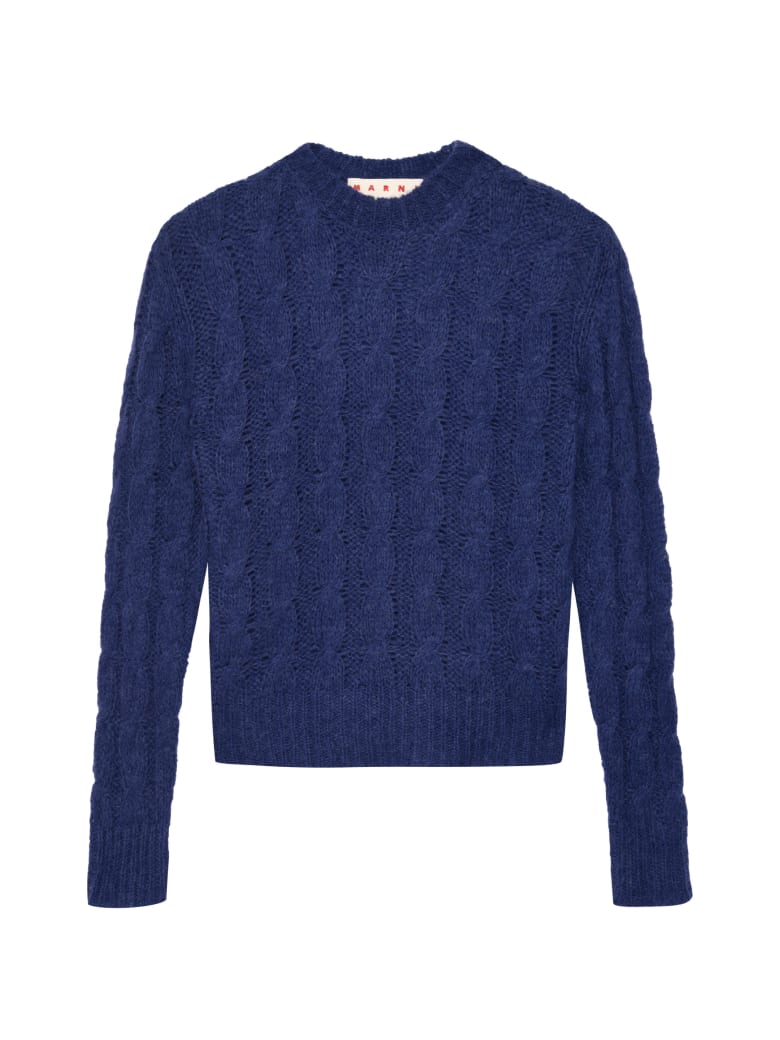 Marni Cable Knit Pullover - blue