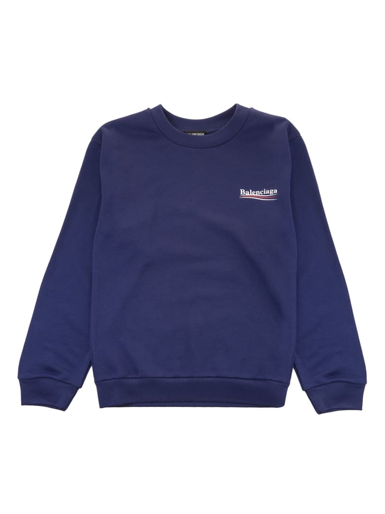 Balenciaga Blue Balenciaga Political Campaign Kid Sweatshirt - Pacific blue/white