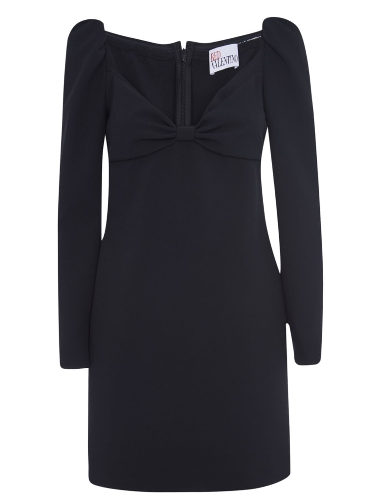 RED Valentino Rear Zip V-neck Dress - Black