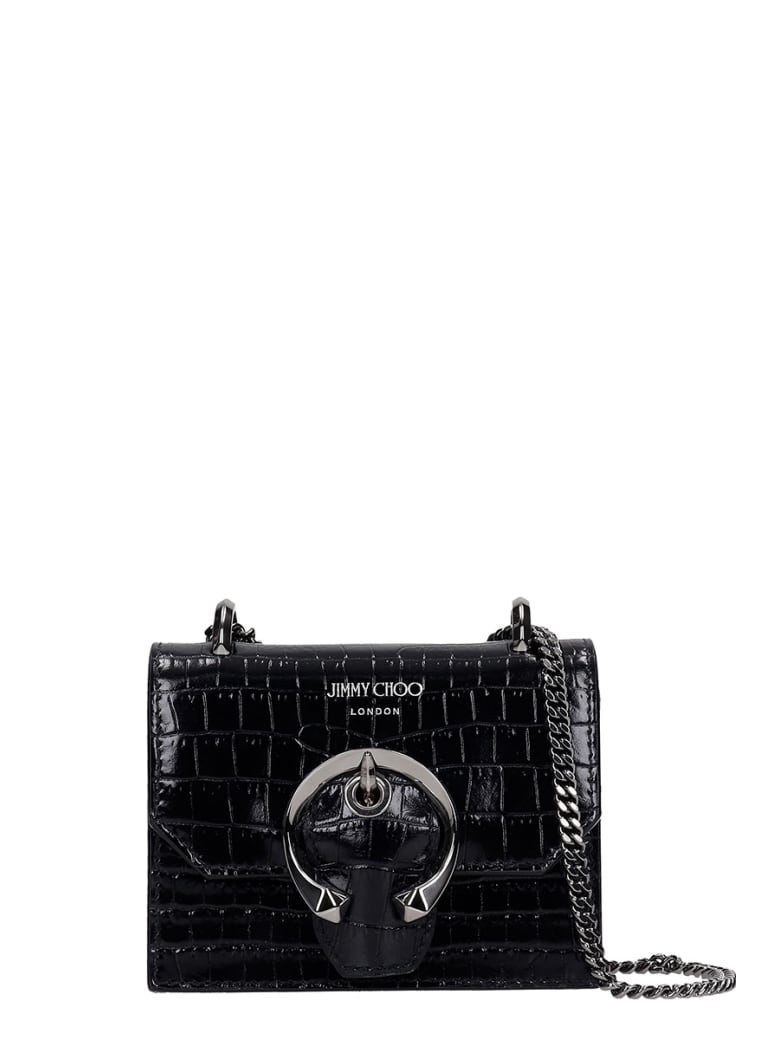 Jimmy Choo Mini Paris Shoulder Bag In Black Leather - black