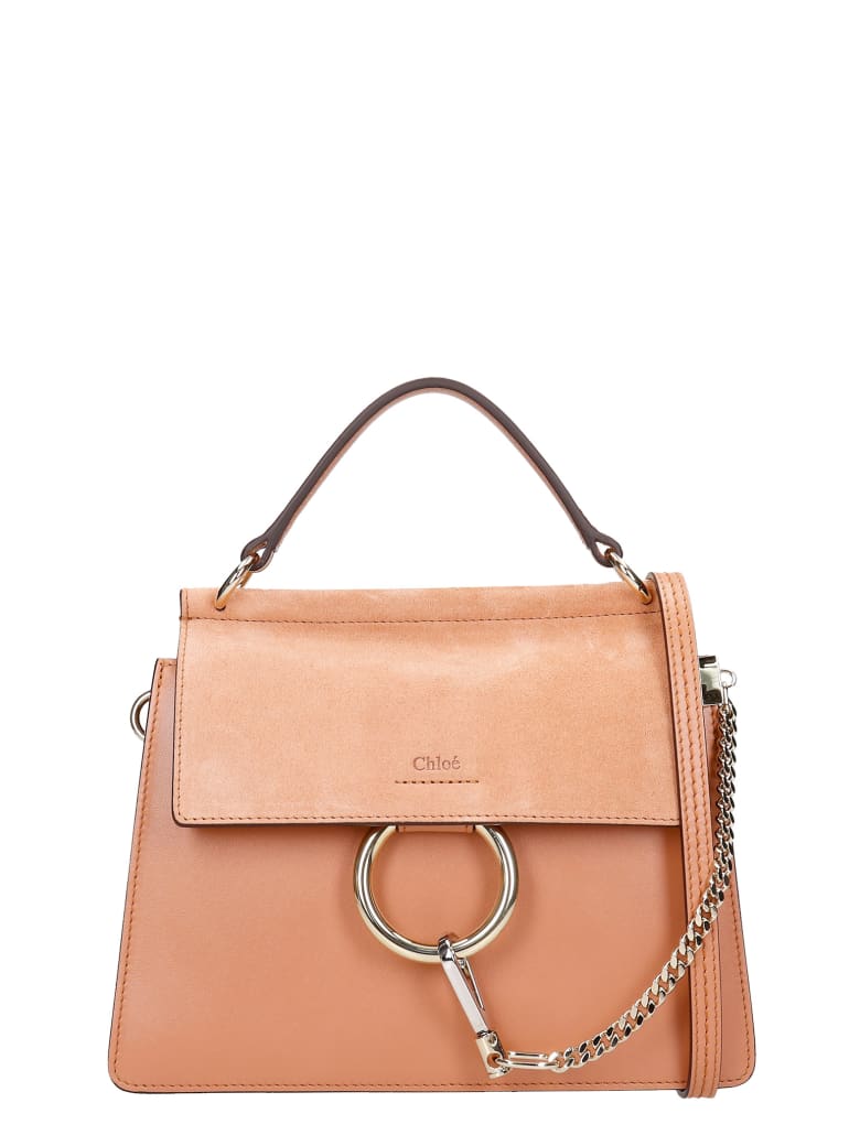 Chloé Faye Med Hand Bag In Powder Leather - Rosa