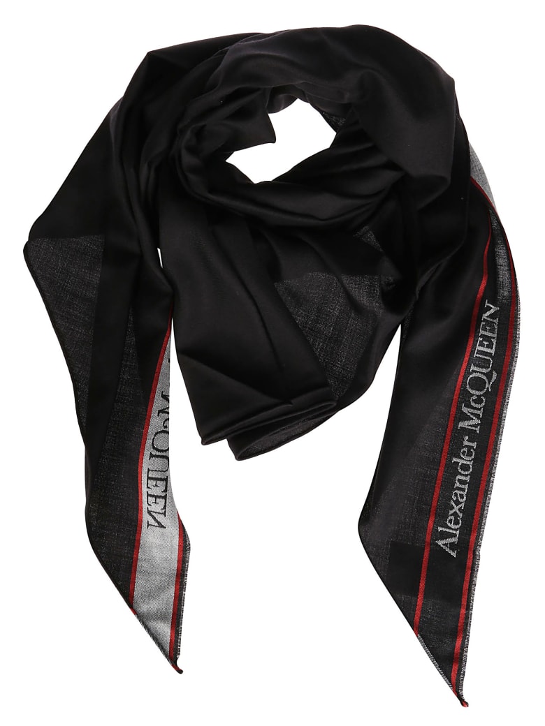 Alexander McQueen Black Wool-silk Blend Scarf - Black