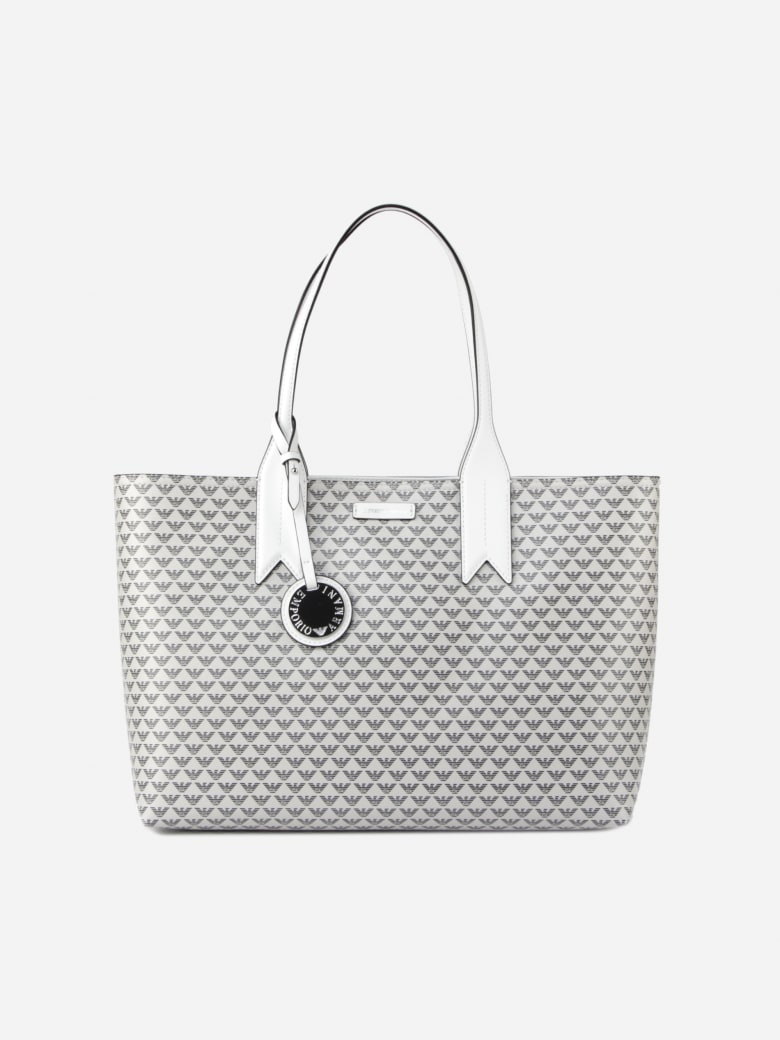 Emporio Armani Shopper Bag With All-over Monogram - Grigio