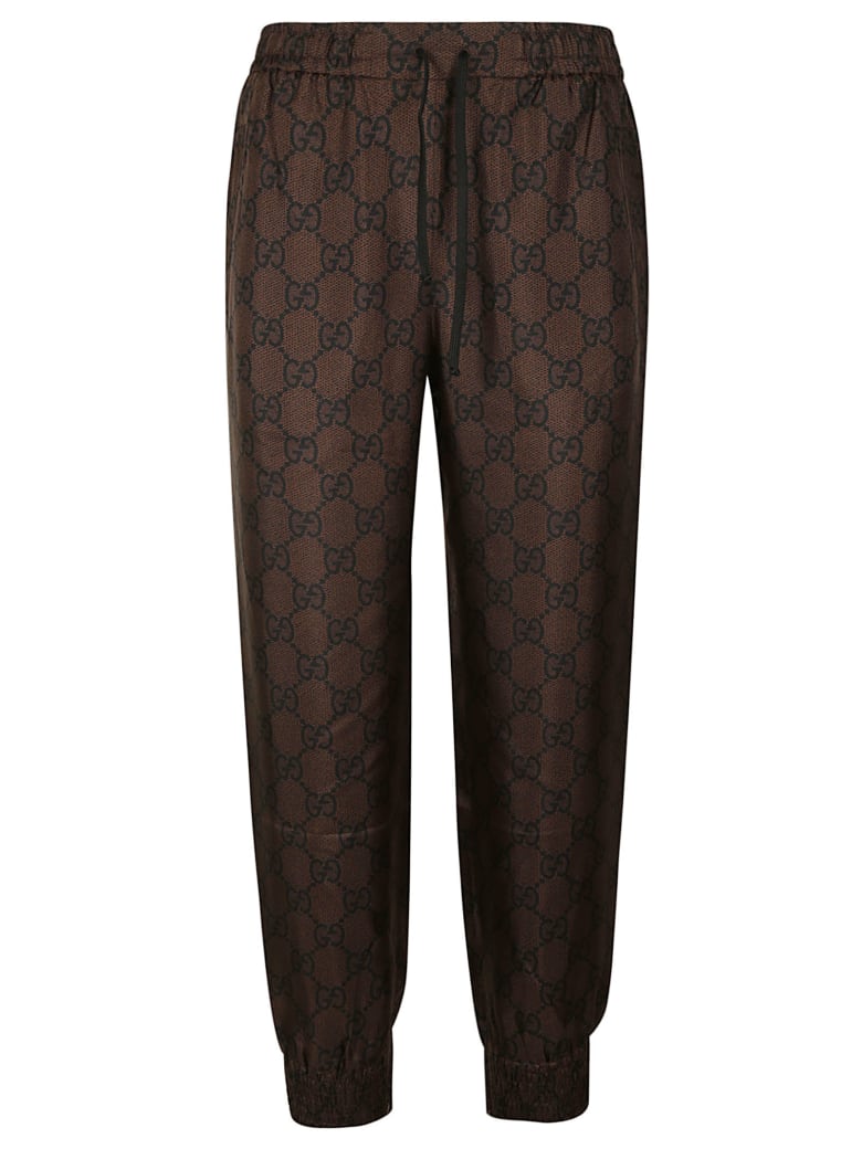 Gucci Logo Motif Drawstring Trousers - Nut
