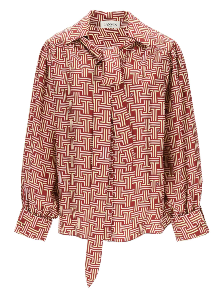 Lanvin Blouse With Jl Monogram Print - PINK GARNET (Pink)