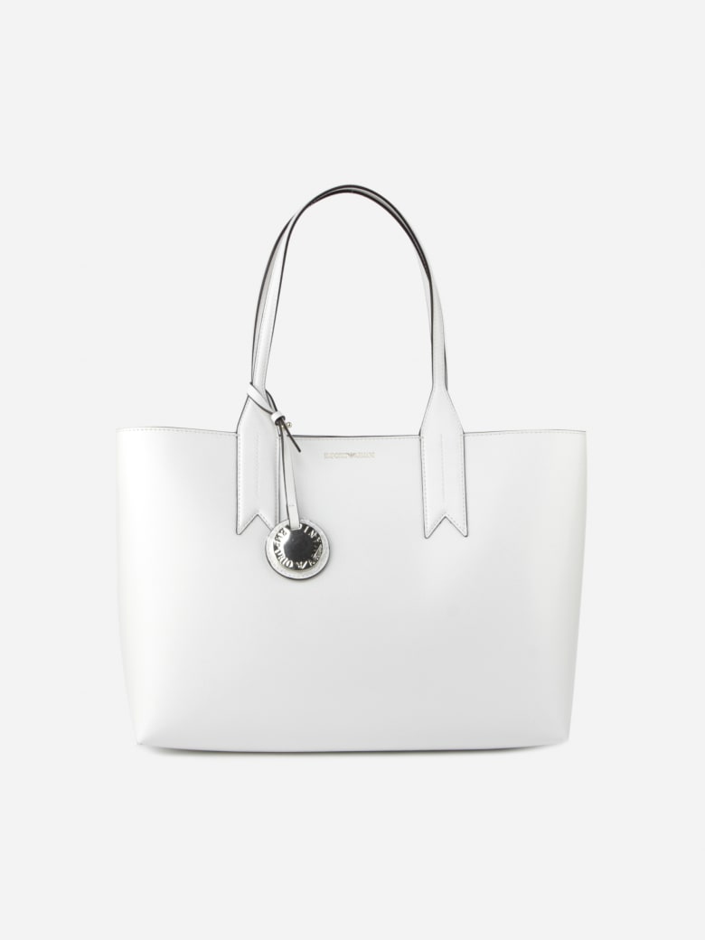 Emporio Armani Shopper Bag With Logoed Charm Detail - Grigio