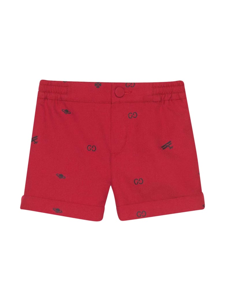 Gucci Red Shorts With Elastic Waistband - Verde/rosso