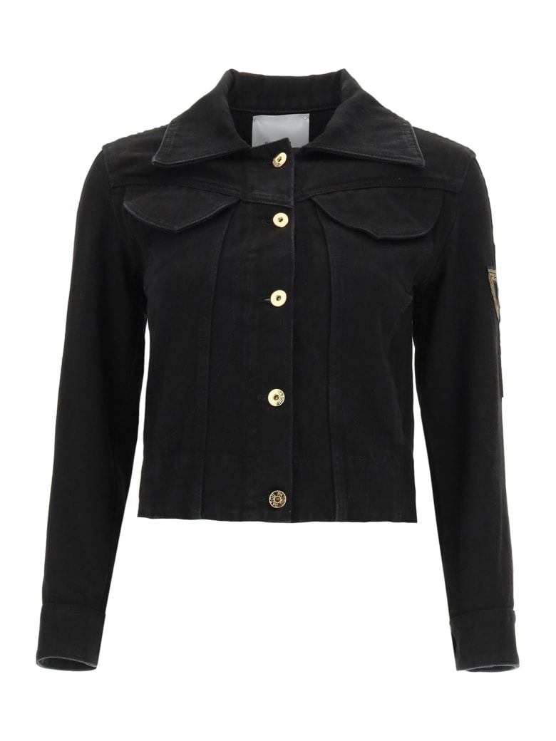 Patou Jacket In Organic Denim With Logo Embroidery - BLACK (Black)