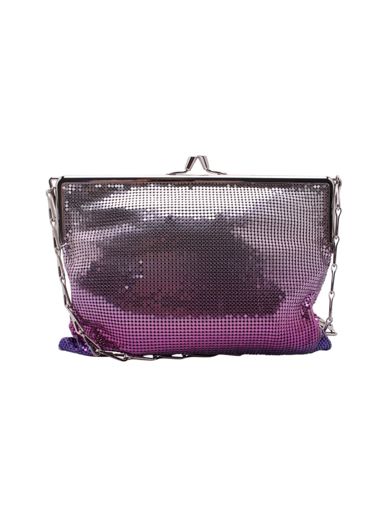 Paco Rabanne 'pixel Ii' Metallic Shoulder Bags - Purple Silver