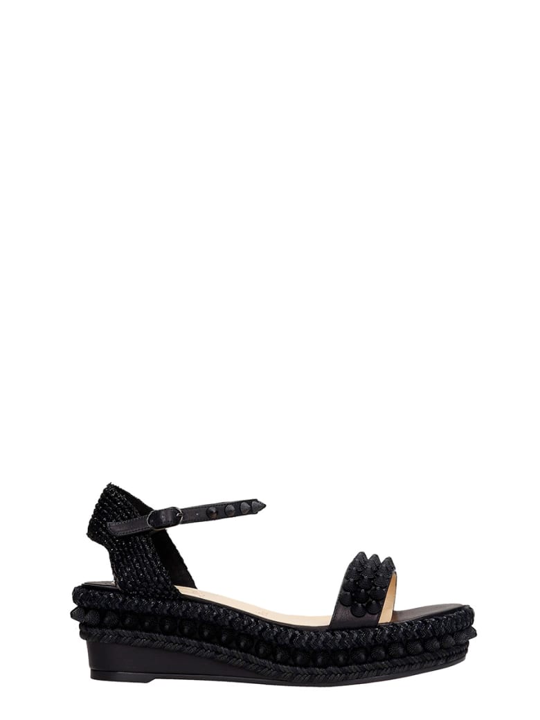 Christian Louboutin Lata 60 Wedges In Black Leather - black