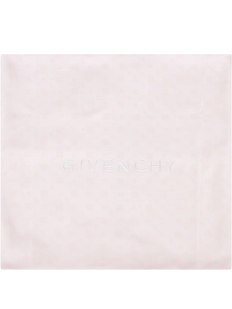 Givenchy Pink Blanket With Logo For Baby Girl - Blu cielo
