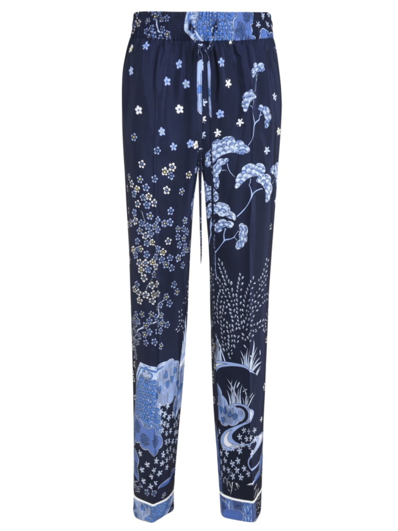 RED Valentino Floral Printed Trousers - Blue