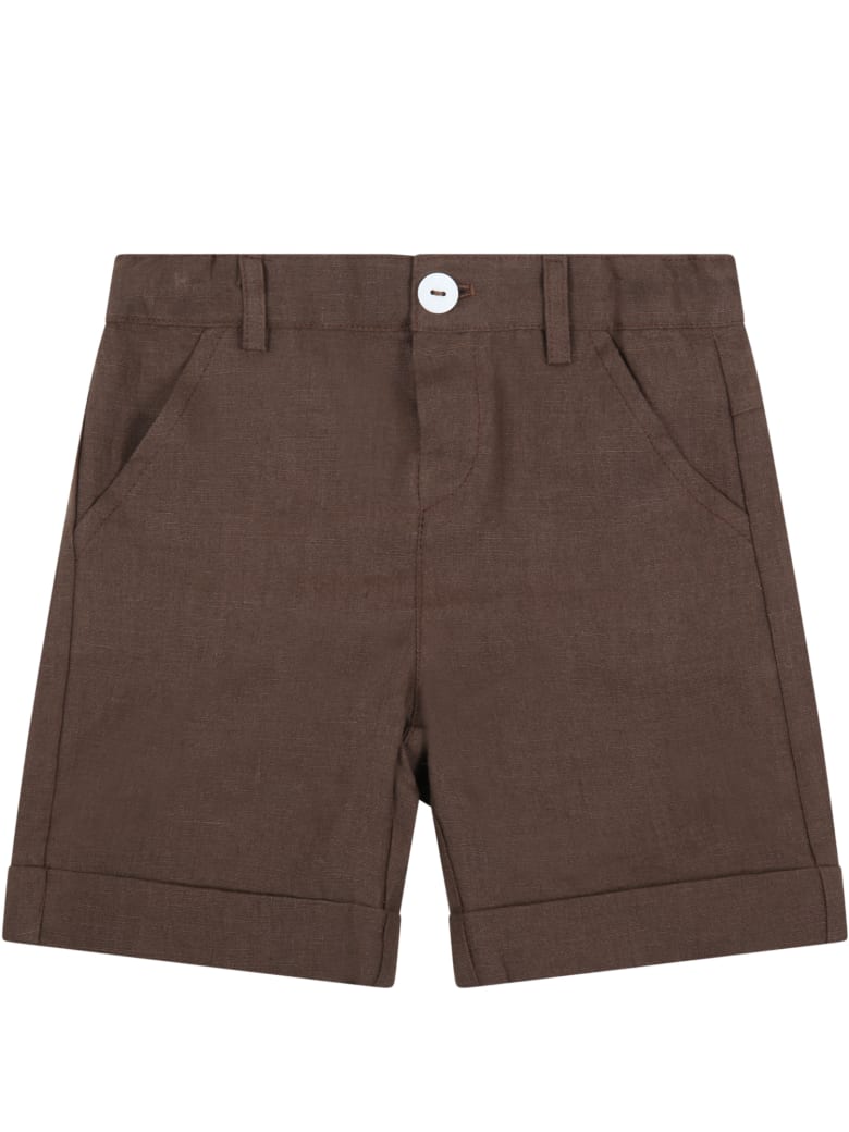 Little Bear Brown Shorts For Babyboy - Brown