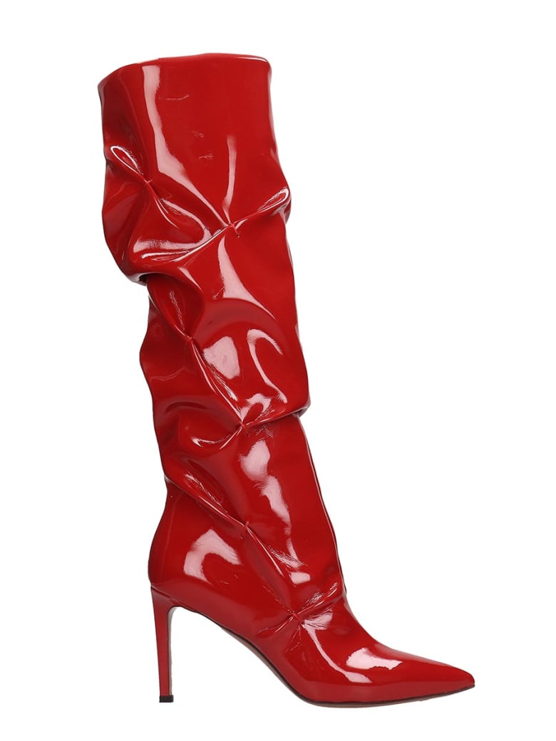 red patent leather boots