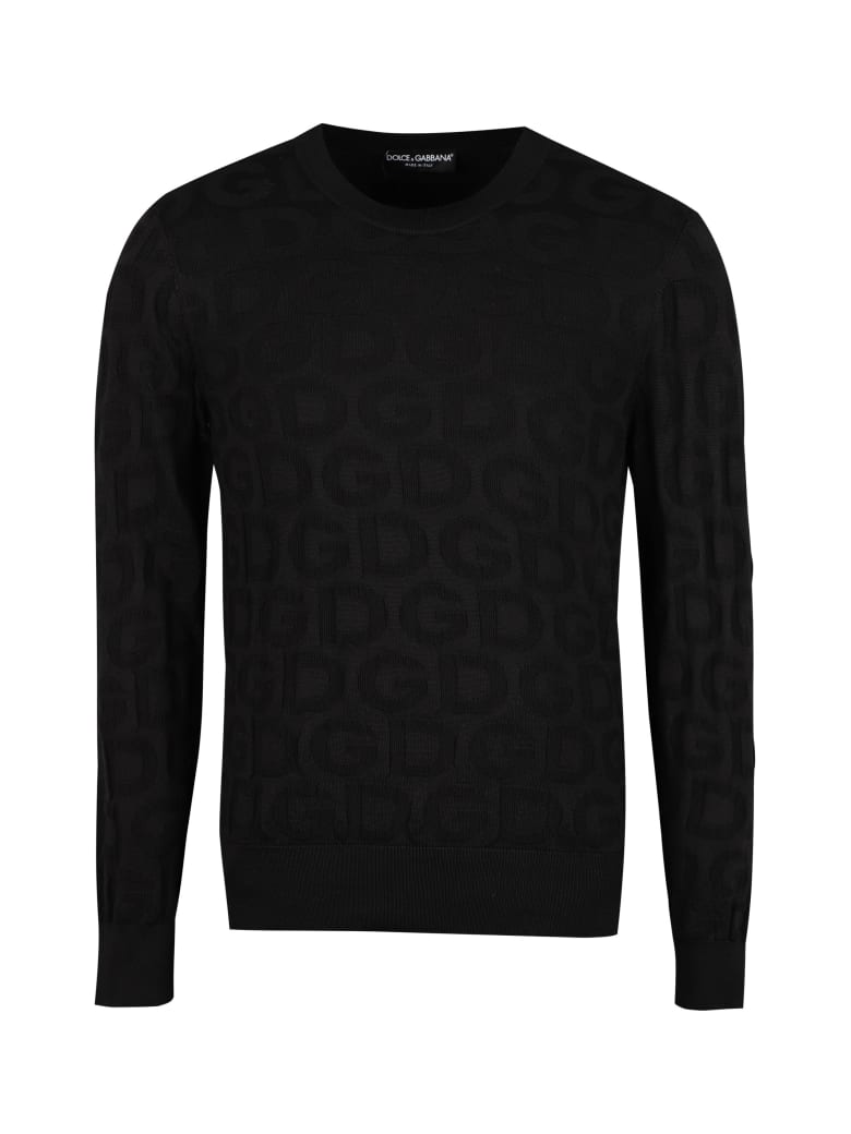 Dolce & Gabbana Jacquard Crew-neck Sweater - black