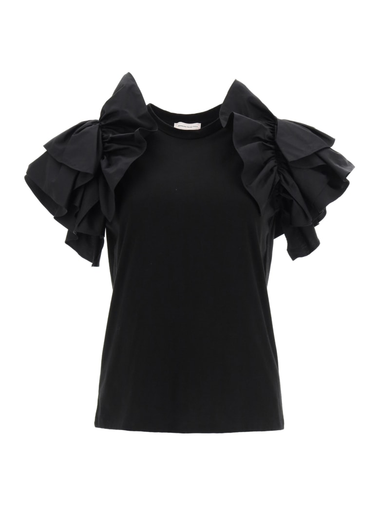 Alexander McQueen Ruffled T-shirt - BLACK