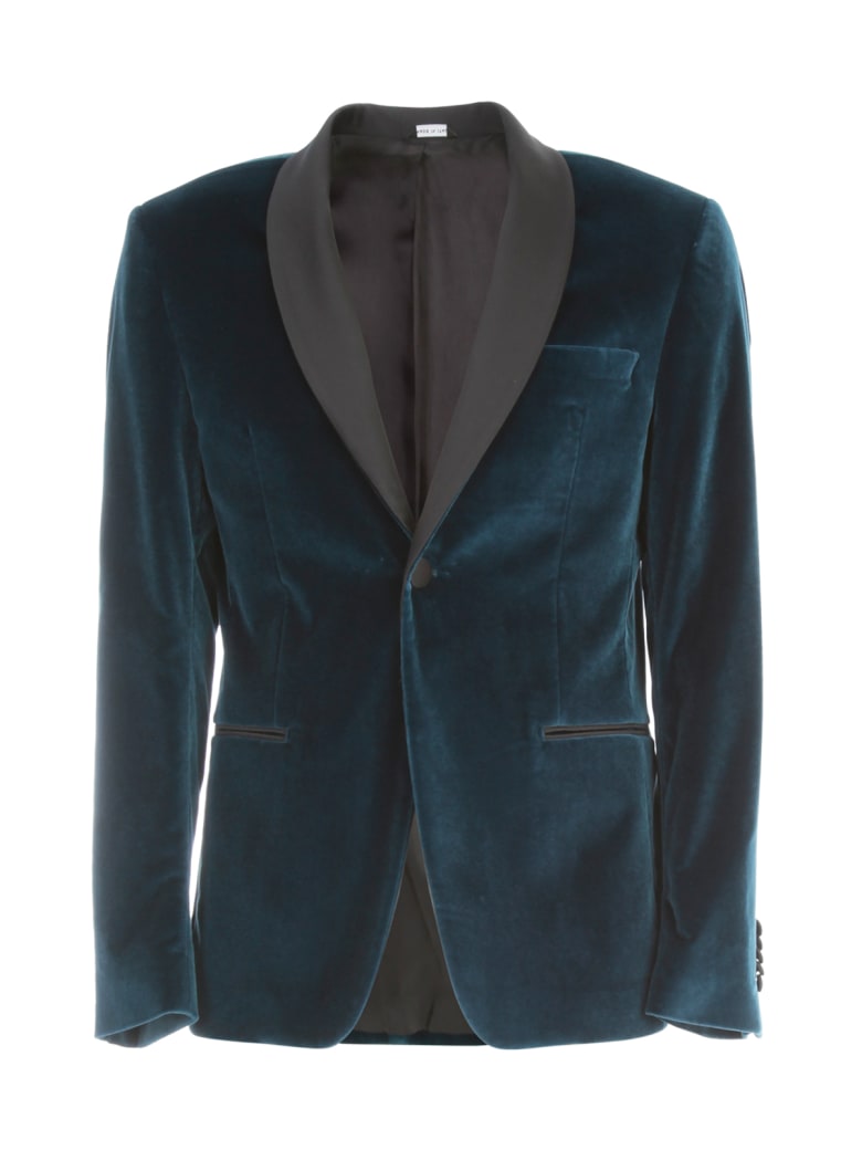 Emanuel Ungaro Velvet Smoking Jacket W/scialle Neck - Cobalt