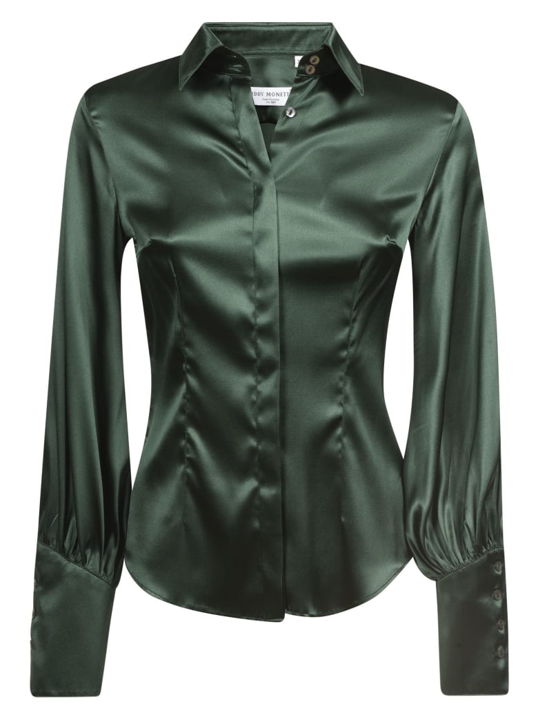 Eddy Monetti Plain Silk Shirt - Green