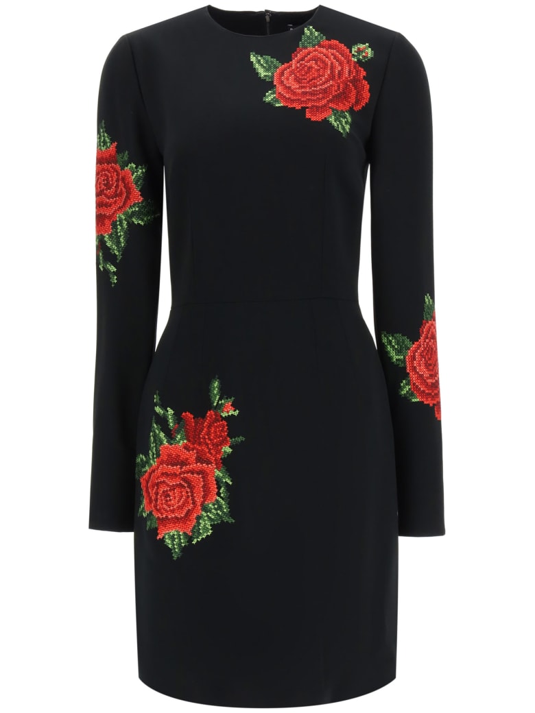 Dolce & Gabbana Mini Dress With Rose Embroidery - Ricamati