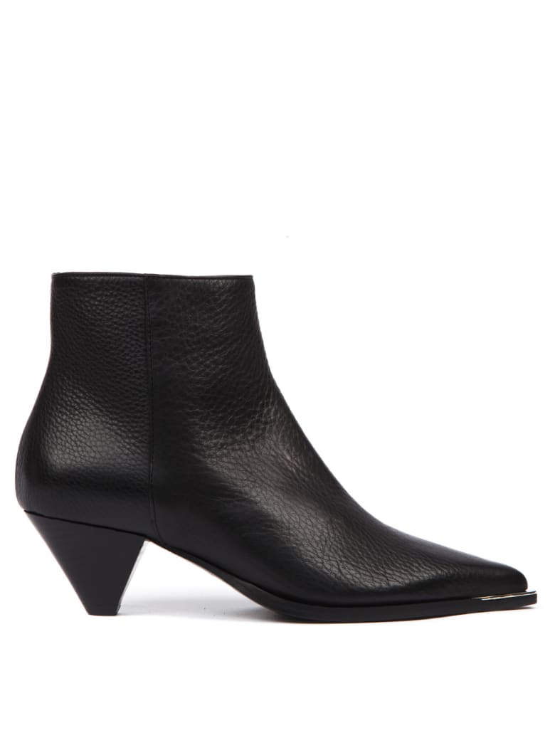 Aldo Castagna Black Hammered Leather Ankle Boot - Black