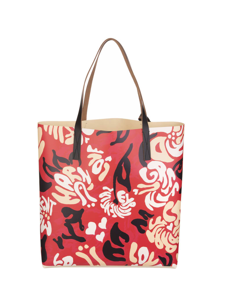 Marni Floral Print Shopper Bag - Red/white