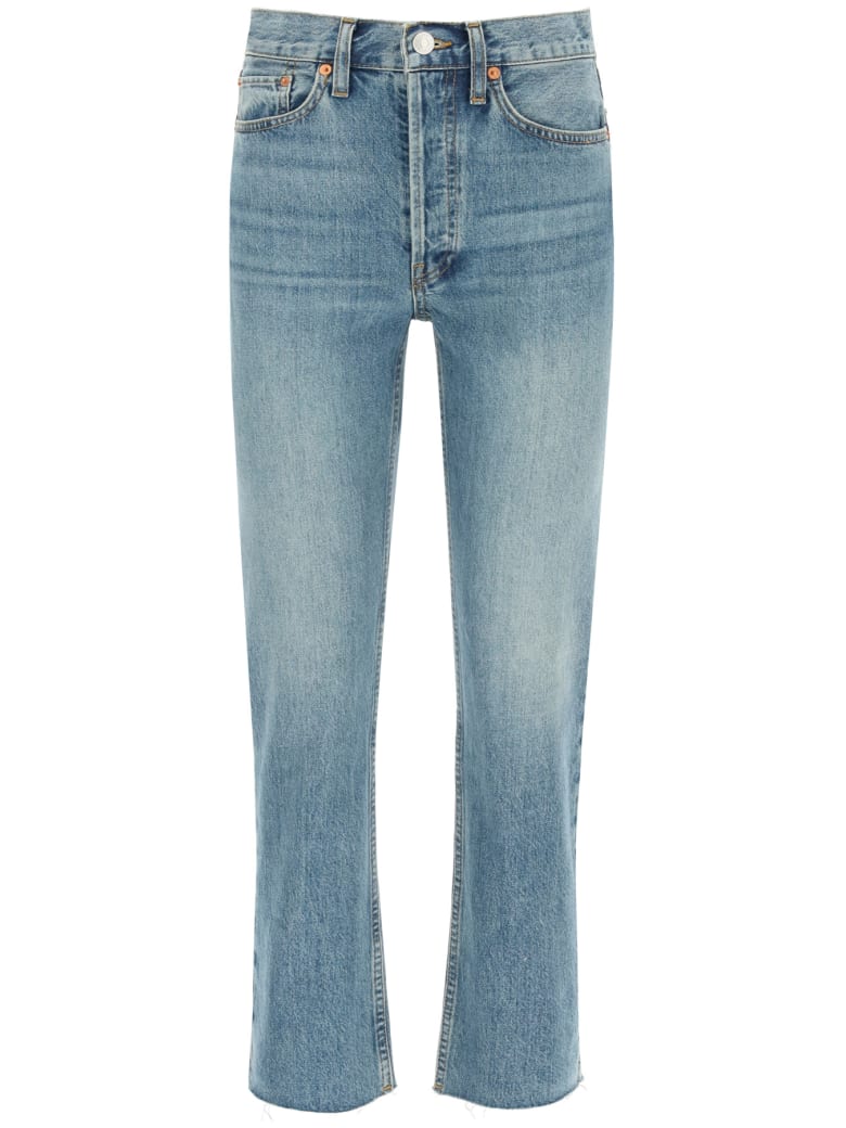 RE/DONE High Rise Stove Pipe Jeans - MEDIUM VAIN (Blue)