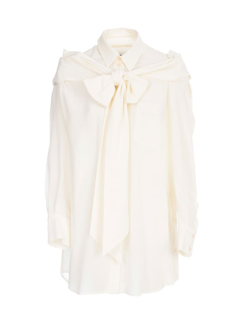 Simone Rocha Masculine Bow Shirt Silk - Cream