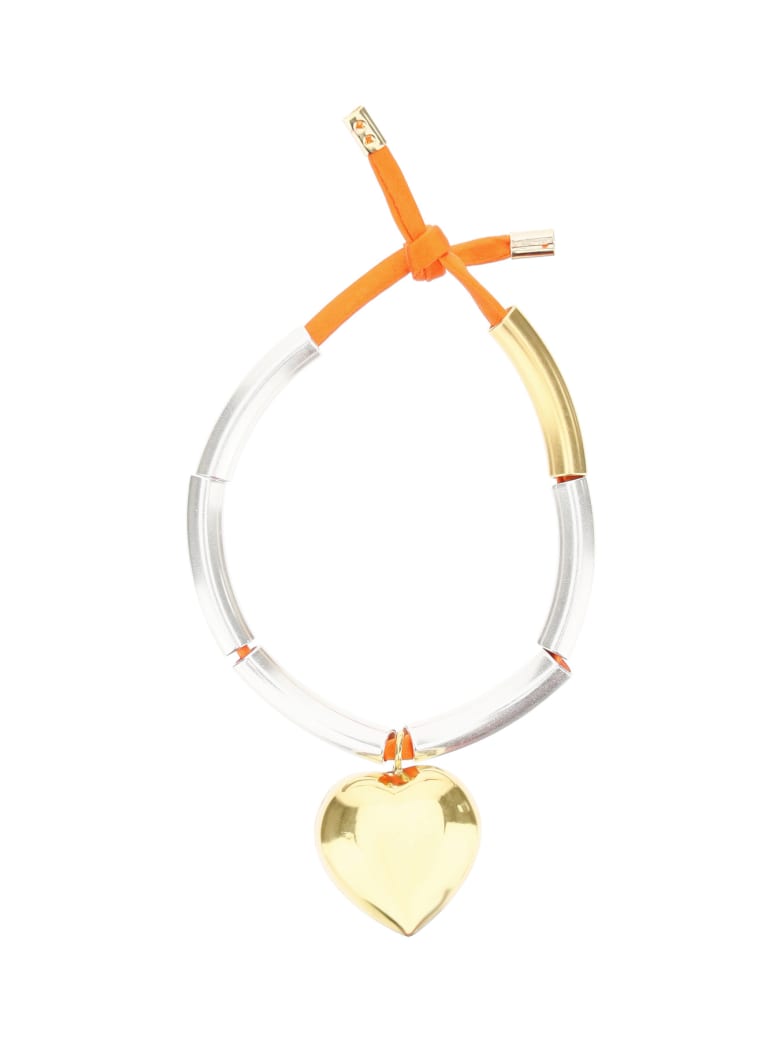 Timeless Pearly Bracelet With Heart - GOLD (Orange)