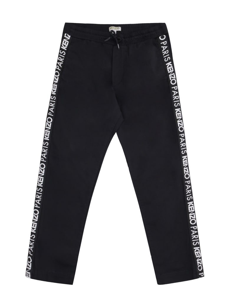 Kenzo Kids Logoed Side Stripes Track-pants - black