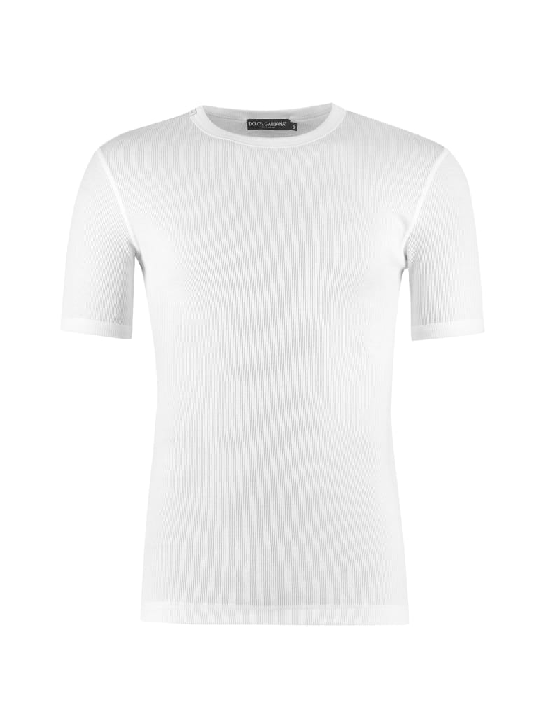 Dolce & Gabbana Ribbed Cotton Crew-neck T-shirt - White