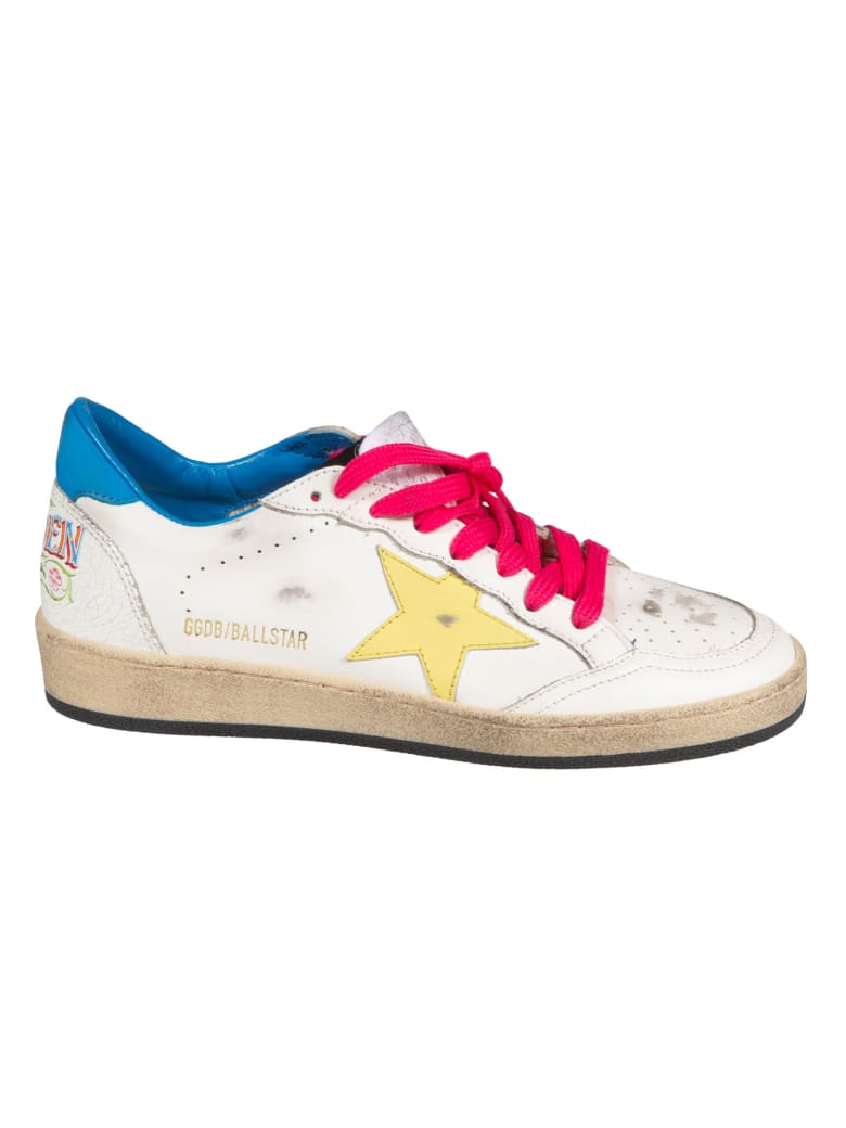 Golden Goose Ball Star Sneakers - White/Yellow/Light Blue