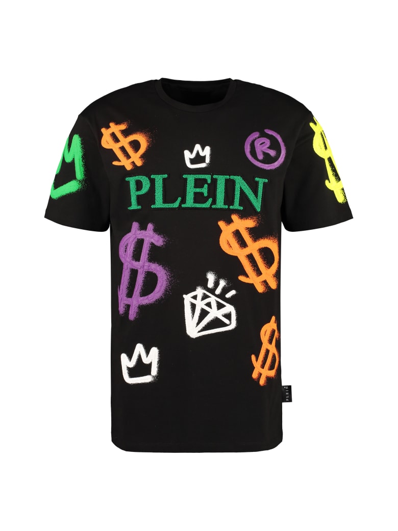 Philipp Plein Printed Cotton T-shirt - black