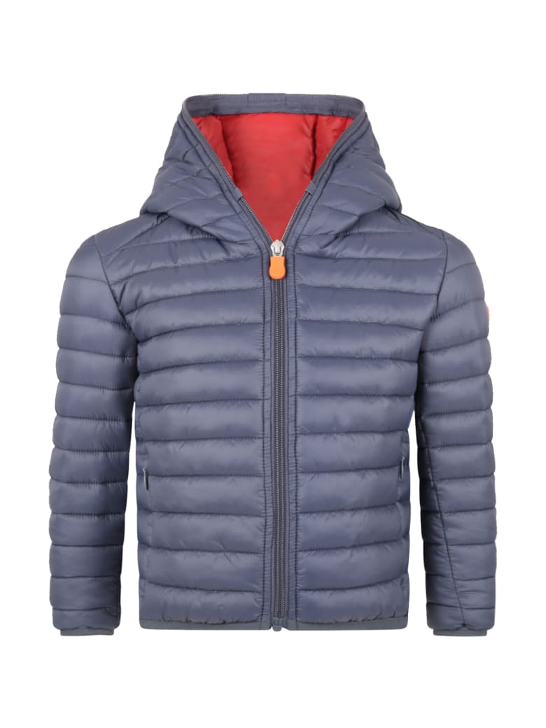 Save the Duck Blue Jacket For Boy With Iconic Patch - Blue