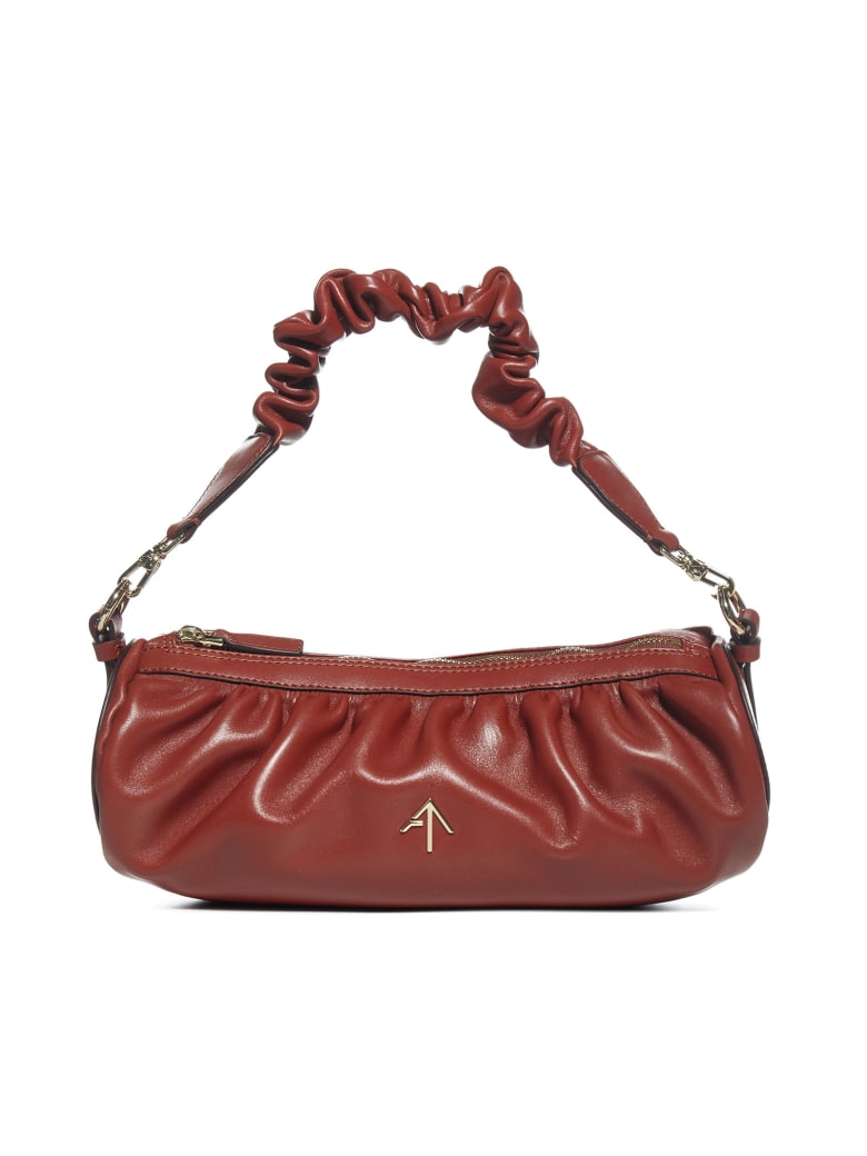 MANU Atelier Ruched Cylinder Leather Bag - Redbole