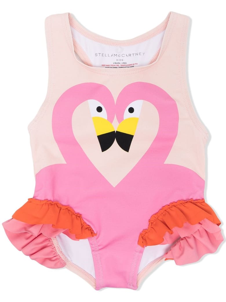 Stella McCartney Kids Flamingo & Frills Swimsuit - Powder