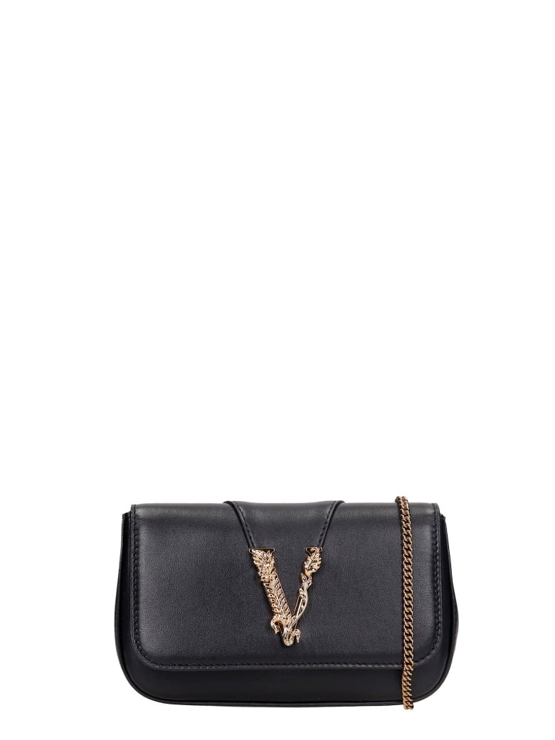 Versace Clutch In Black Leather - black
