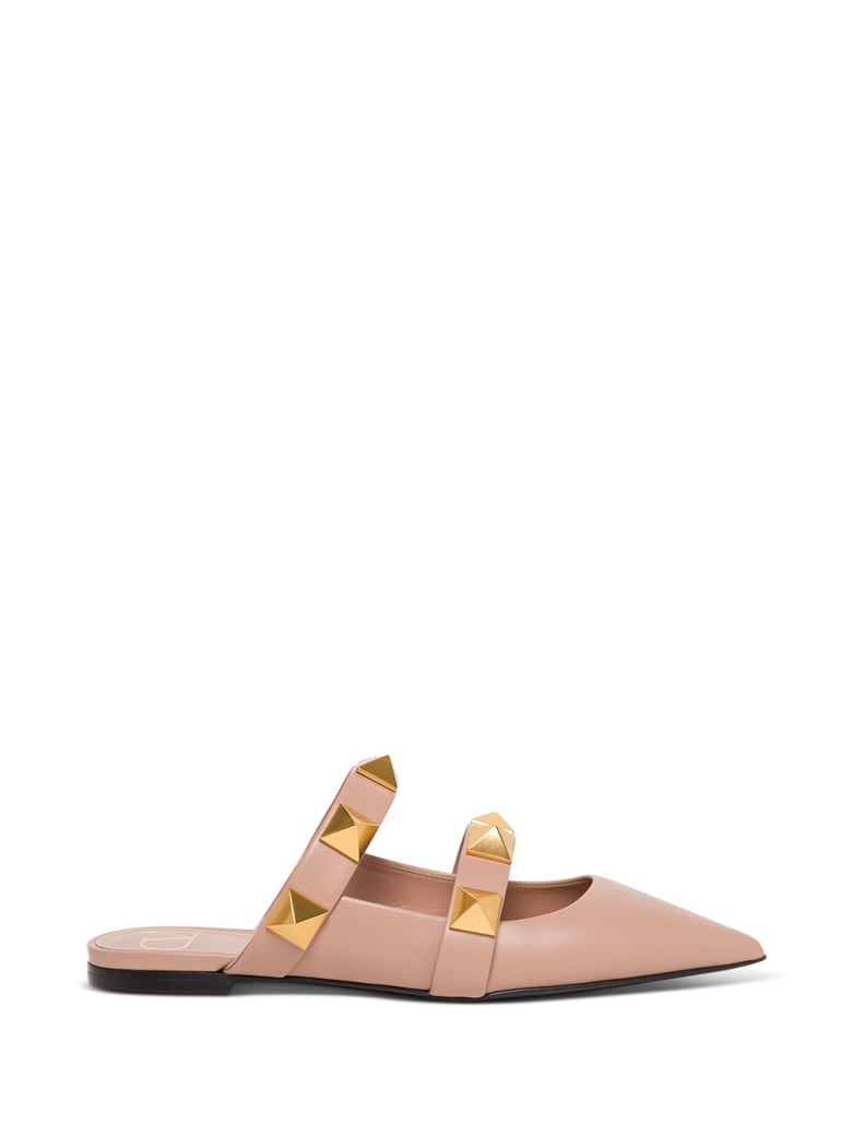 valentino roman stud ankle strap flat