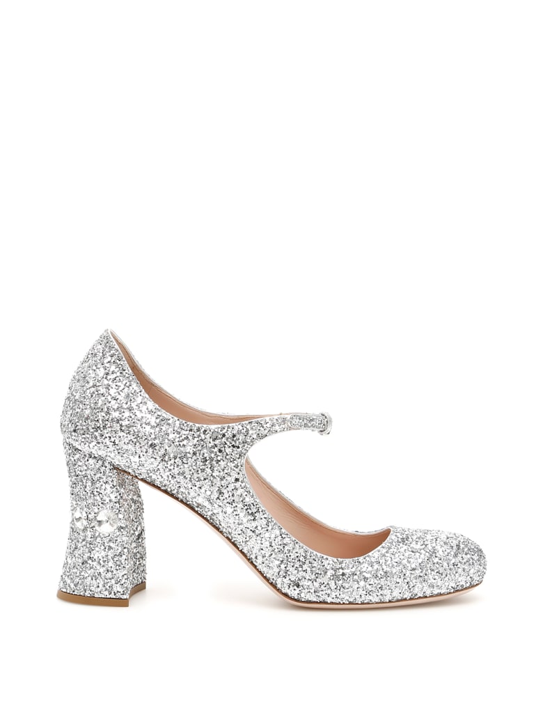 silver glitter mary jane heels